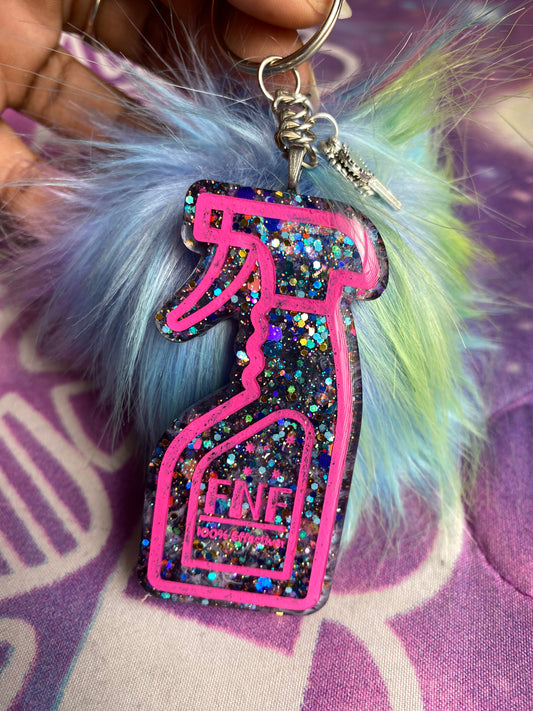 Pink FNF Glitter Resin Keychain