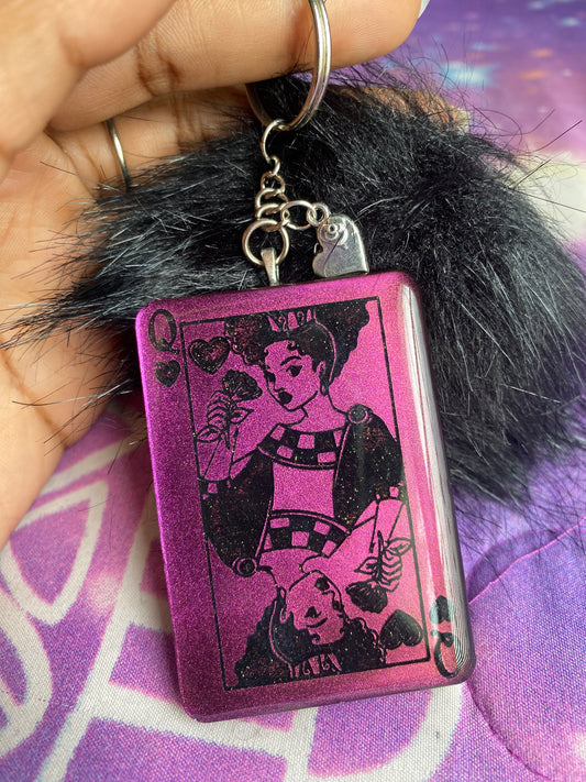 Purple Queen of Hearts Resin Keychain
